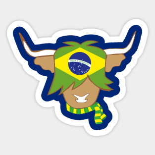 Highland cow brazilian flag football supporter Sticker